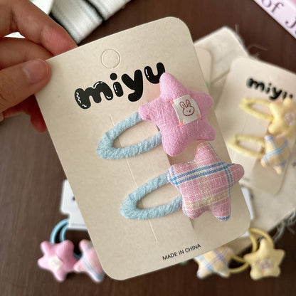 Cute Plaid BB Clips Hair Accessories For Kids In Green Cloth Material