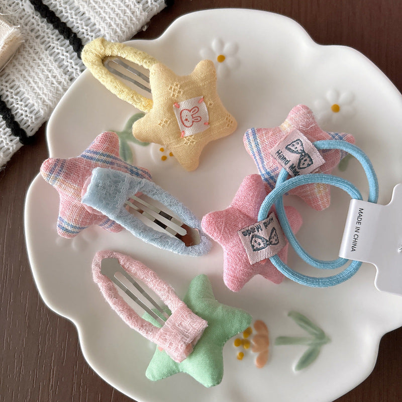 Cute Plaid BB Clips Hair Accessories For Kids In Green Cloth Material