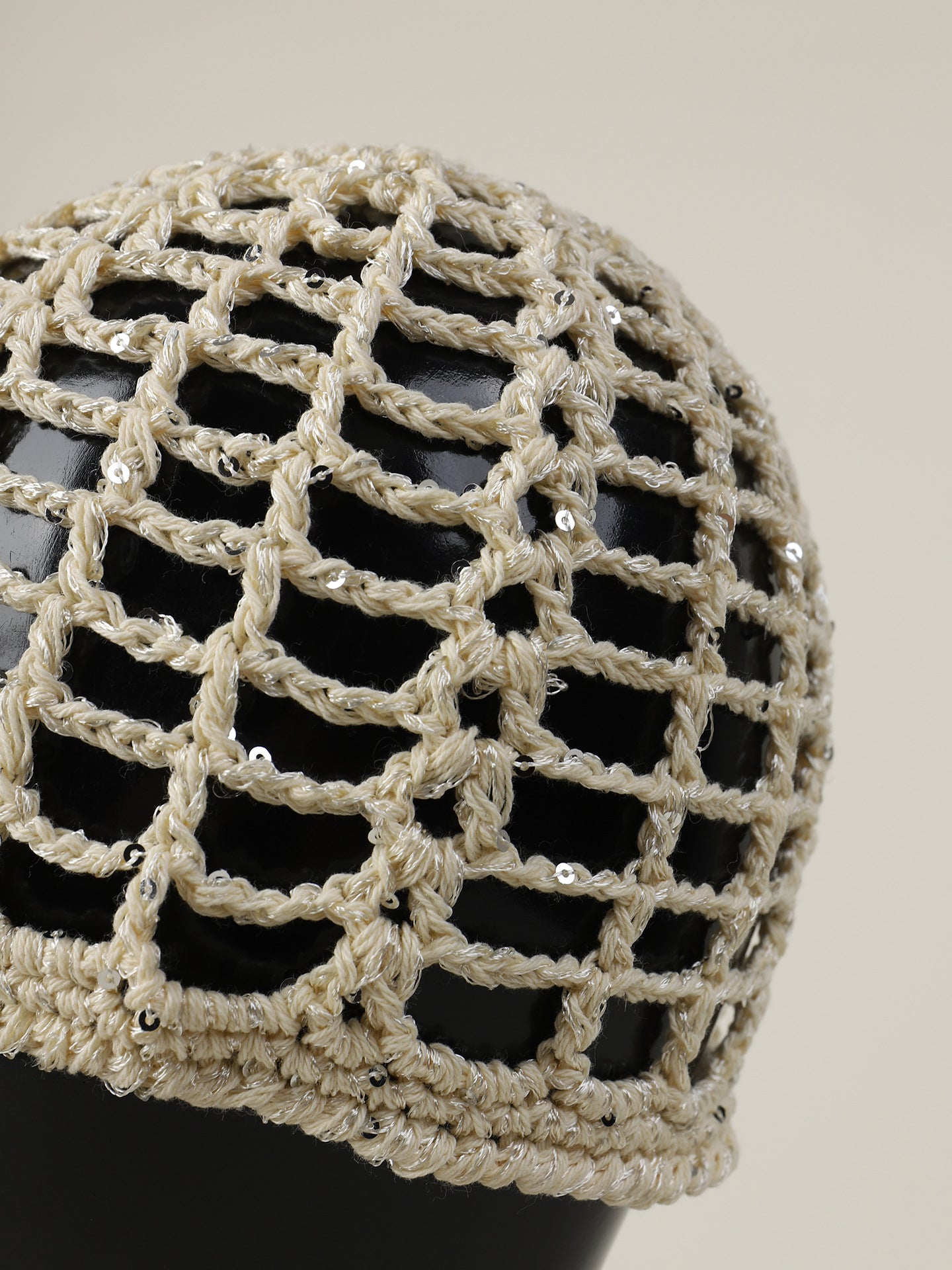 Solid Color Breathable Wool Cap For Women In Simple Style, Brimless Design With Hollow Out Craft, Made Of Polyester