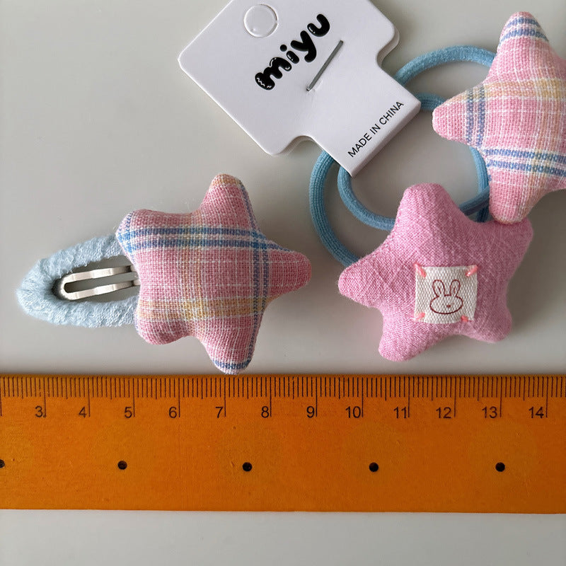Cute Plaid BB Clips Hair Accessories For Kids In Green Cloth Material