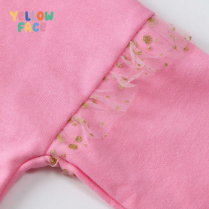 Cute Girls' Cotton Pullover Sweatshirt Featuring Embroidery In Natural Pink