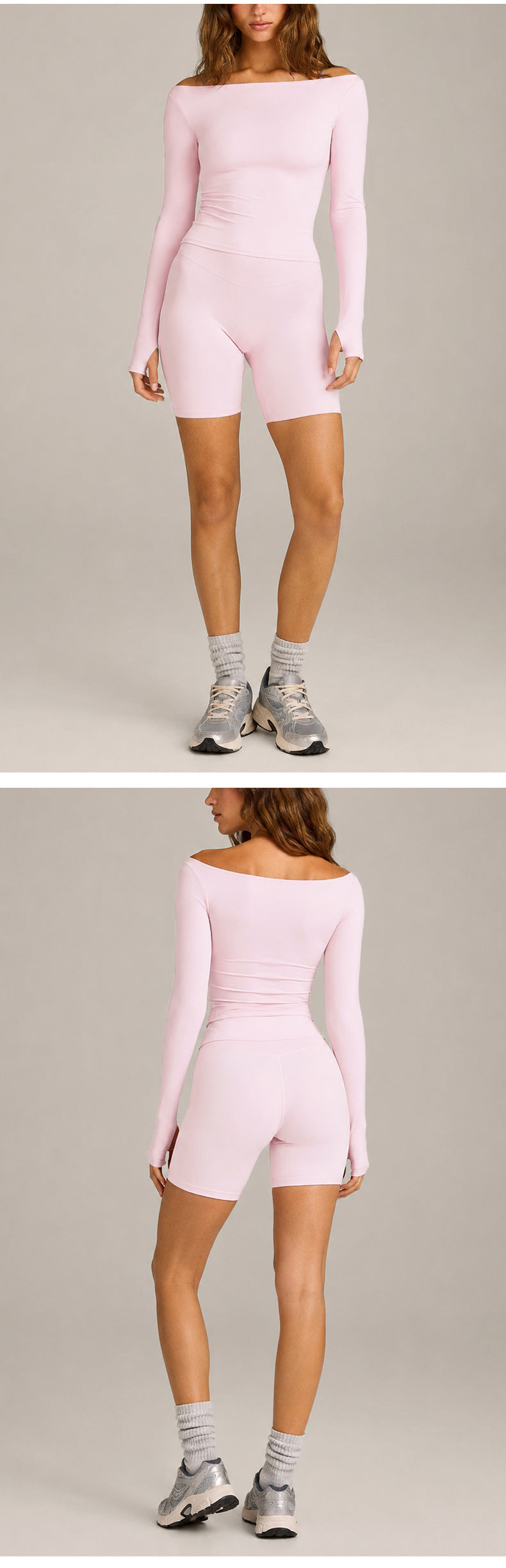 Sport Running Shorts For Women In Slim Fit, Made With Nylon Fabric, Featuring Long Sleeve Design For Spring And Summer