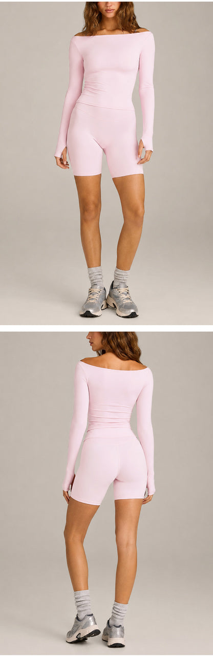 Sport Running Shorts For Women In Slim Fit, Made With Nylon Fabric, Featuring Long Sleeve Design For Spring And Summer