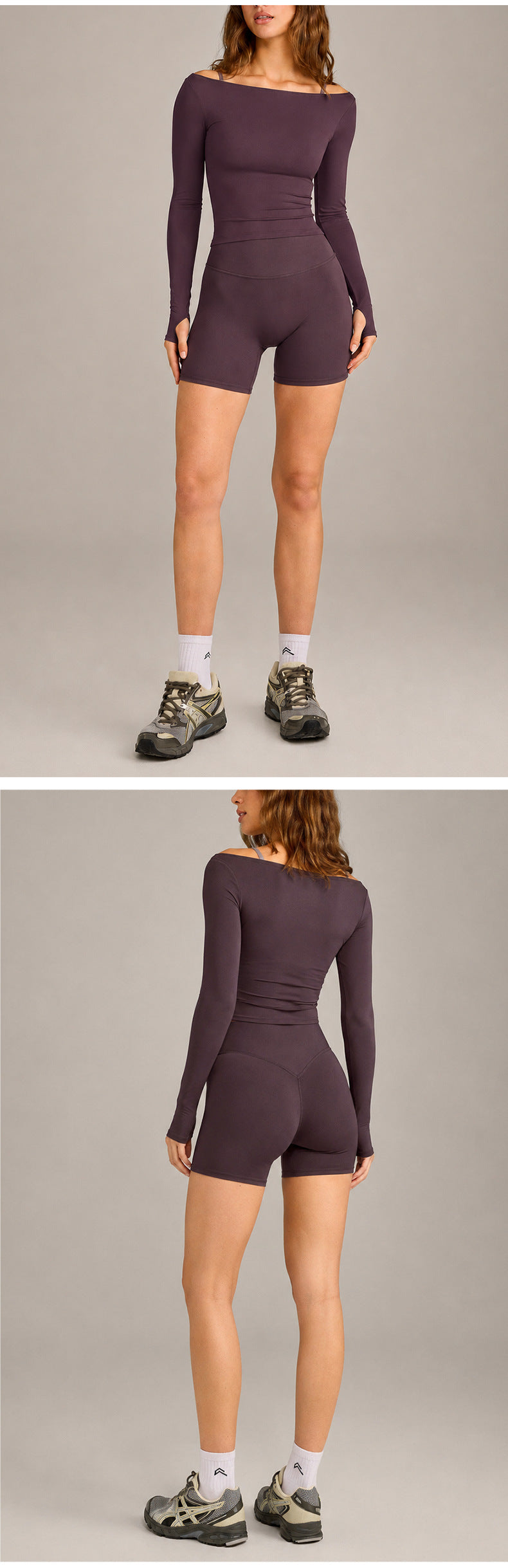 Sport Running Shorts For Women In Slim Fit, Made With Nylon Fabric, Featuring Long Sleeve Design For Spring And Summer