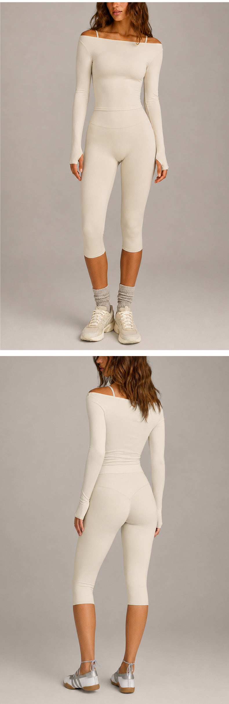 Sport Running Shorts For Women In Slim Fit, Made With Nylon Fabric, Featuring Long Sleeve Design For Spring And Summer