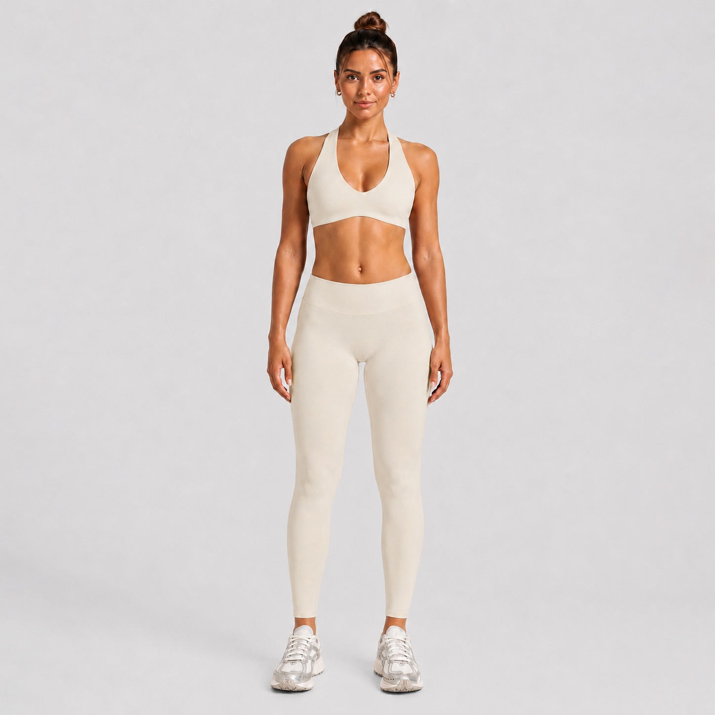 Women's Full Length Sport Jumpsuit For Fitness In Nylon Fabric Featuring Backless Design With High Elasticity And Sleeveless Style
