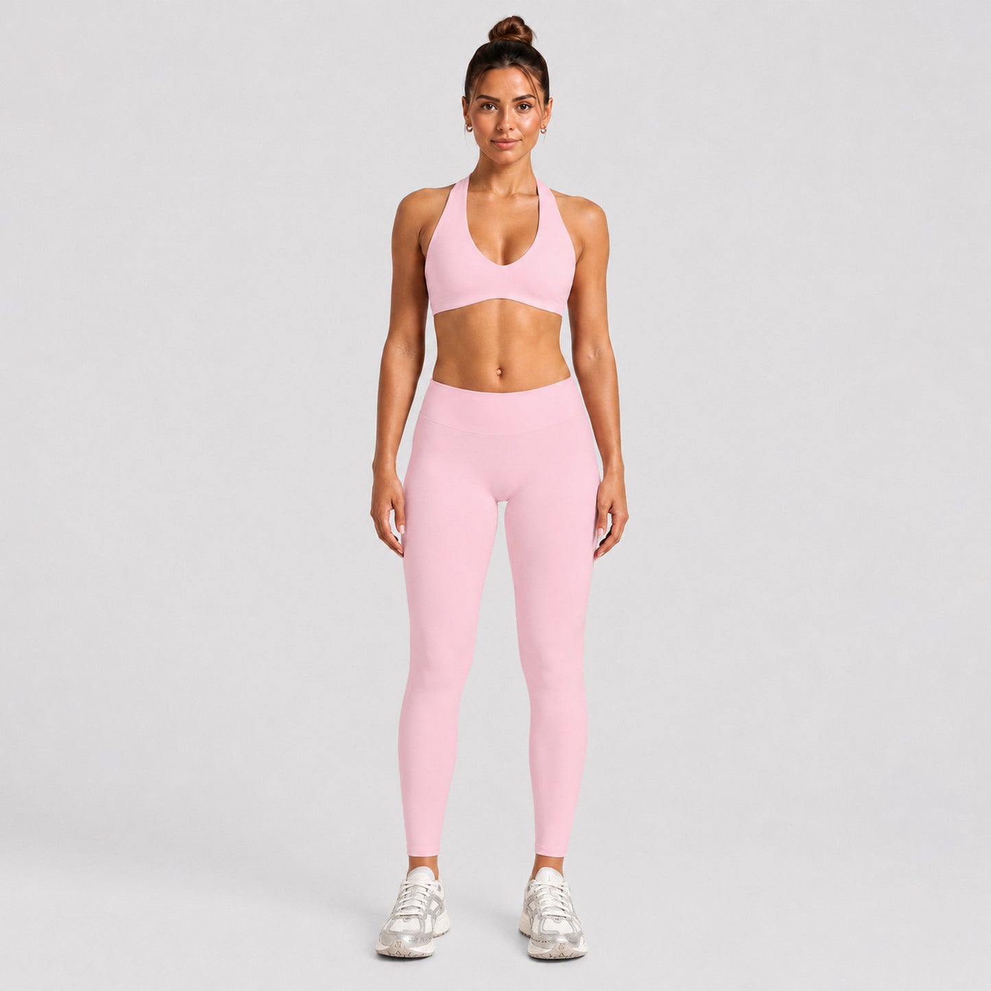 Women's Full Length Sport Jumpsuit For Fitness In Nylon Fabric Featuring Backless Design With High Elasticity And Sleeveless Style