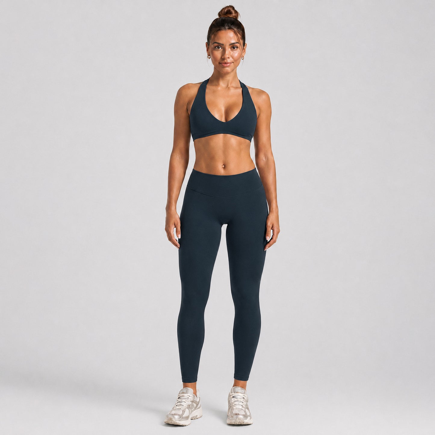 Women's Full Length Sport Jumpsuit For Fitness In Nylon Fabric Featuring Backless Design With High Elasticity And Sleeveless Style