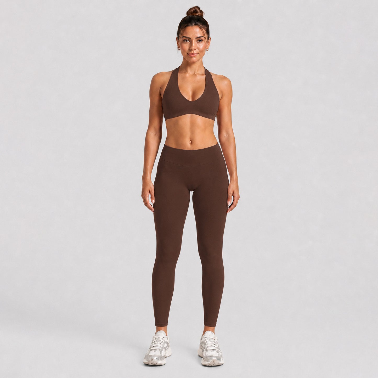 Women's Full Length Sport Jumpsuit For Fitness In Nylon Fabric Featuring Backless Design With High Elasticity And Sleeveless Style