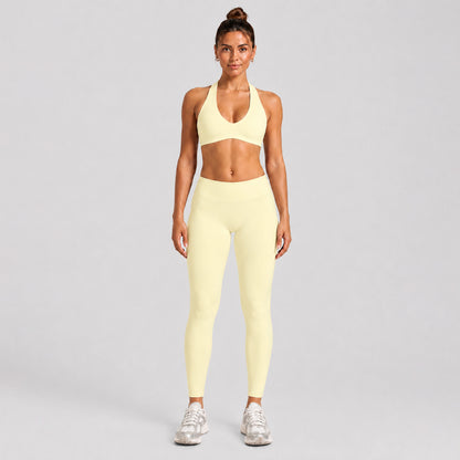 Women's Full Length Sport Jumpsuit For Fitness In Nylon Fabric Featuring Backless Design With High Elasticity And Sleeveless Style