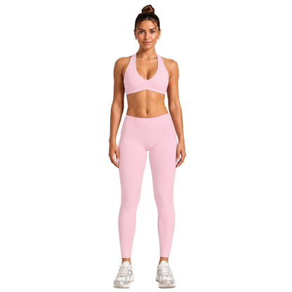 Women's Full Length Sport Jumpsuit For Fitness In Nylon Fabric Featuring Backless Design With High Elasticity And Sleeveless Style