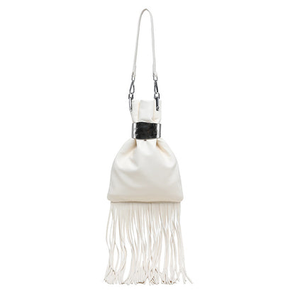 Women’s Square Polyester Shoulder Bag With Tassel, Single Shoulder Strap, Perfect For Autumn