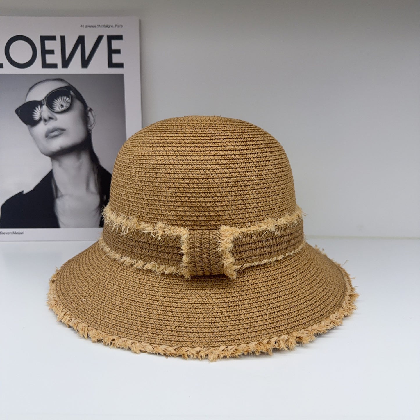 French Style Solid Color Straw Hat For Women With Short Brim, UV Protection Featuring Braid Craftsmanship