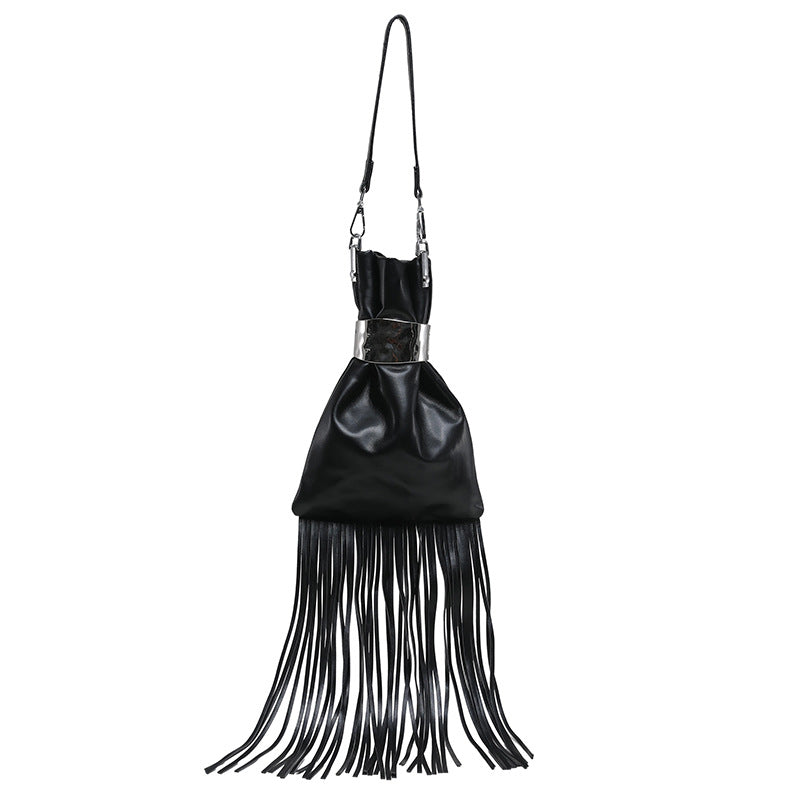 Women’s Square Polyester Shoulder Bag With Tassel, Single Shoulder Strap, Perfect For Autumn
