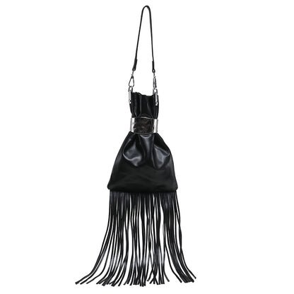 Women’s Square Polyester Shoulder Bag With Tassel, Single Shoulder Strap, Perfect For Autumn