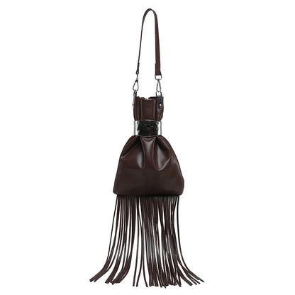 Women’s Square Polyester Shoulder Bag With Tassel, Single Shoulder Strap, Perfect For Autumn