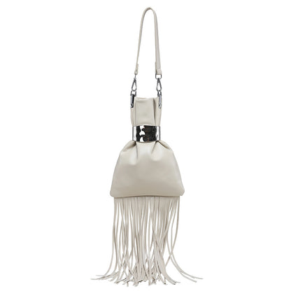 Women’s Square Polyester Shoulder Bag With Tassel, Single Shoulder Strap, Perfect For Autumn