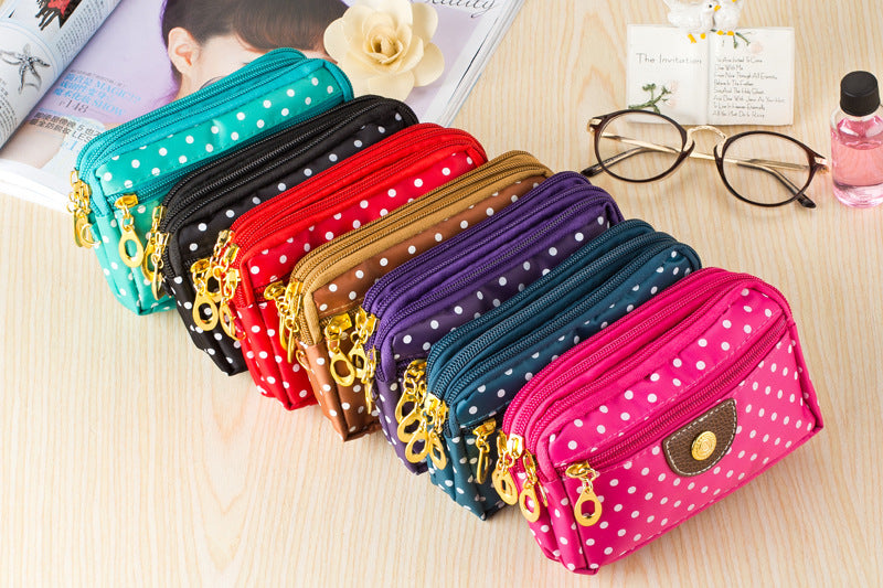 Solid Color Canvas Women Phone Wallet With Top Handle, Stylish And Practical