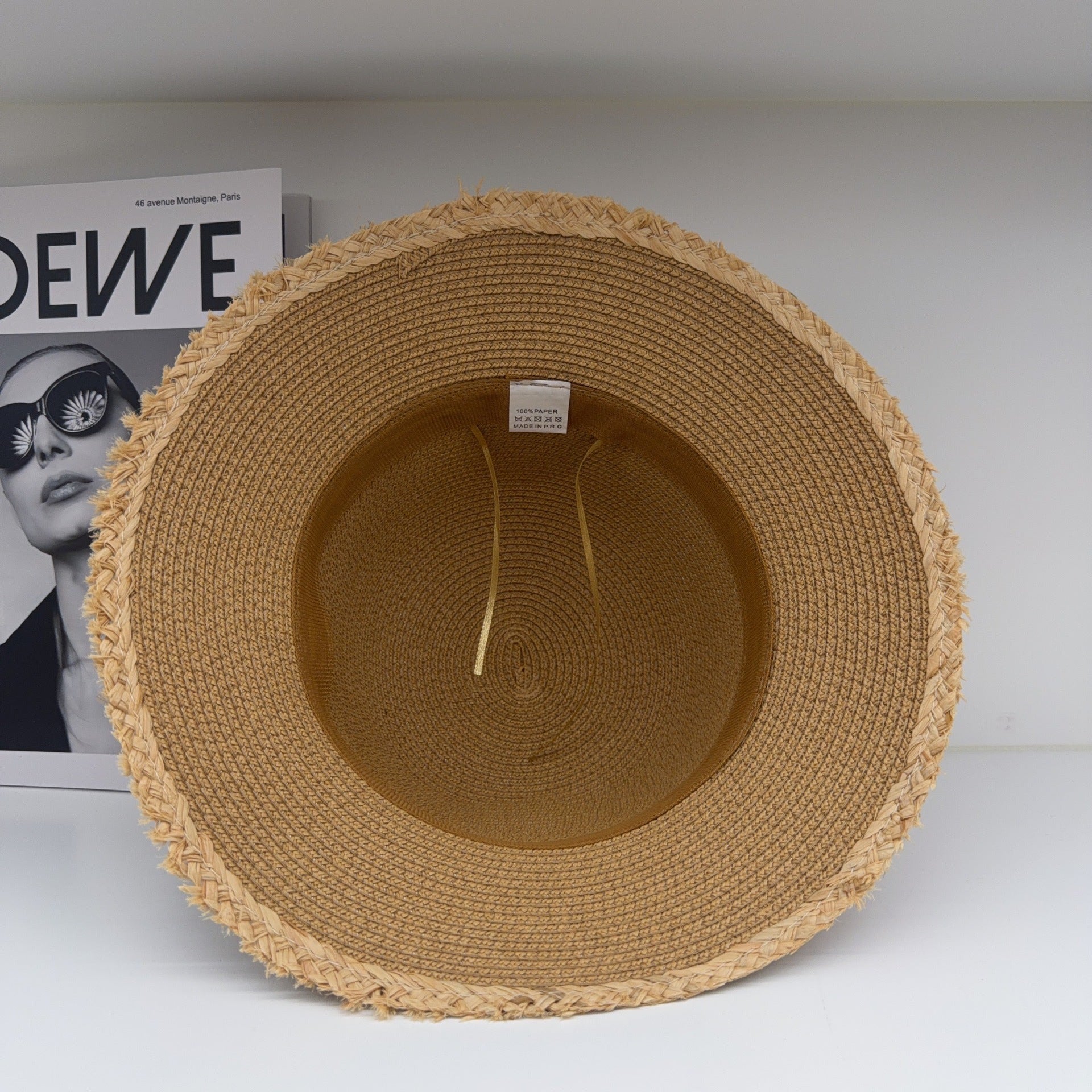 French Style Solid Color Straw Hat For Women With Short Brim, UV Protection Featuring Braid Craftsmanship