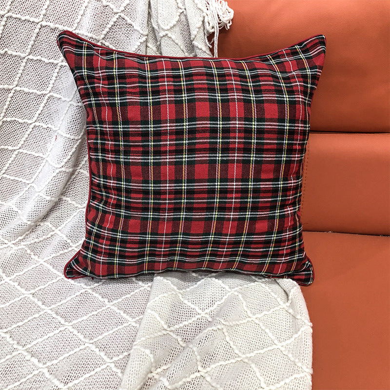 Christmas Pillow Case With Lattice Pattern, Polyester Decorative Cover For Holiday Home Decor