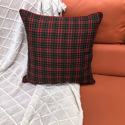 Christmas Pillow Case With Lattice Pattern, Polyester Decorative Cover For Holiday Home Decor