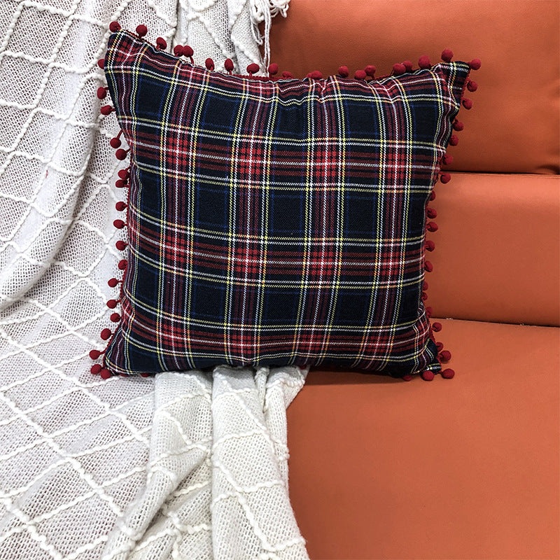 Christmas Pillow Case With Lattice Pattern, Polyester Decorative Cover For Holiday Home Decor