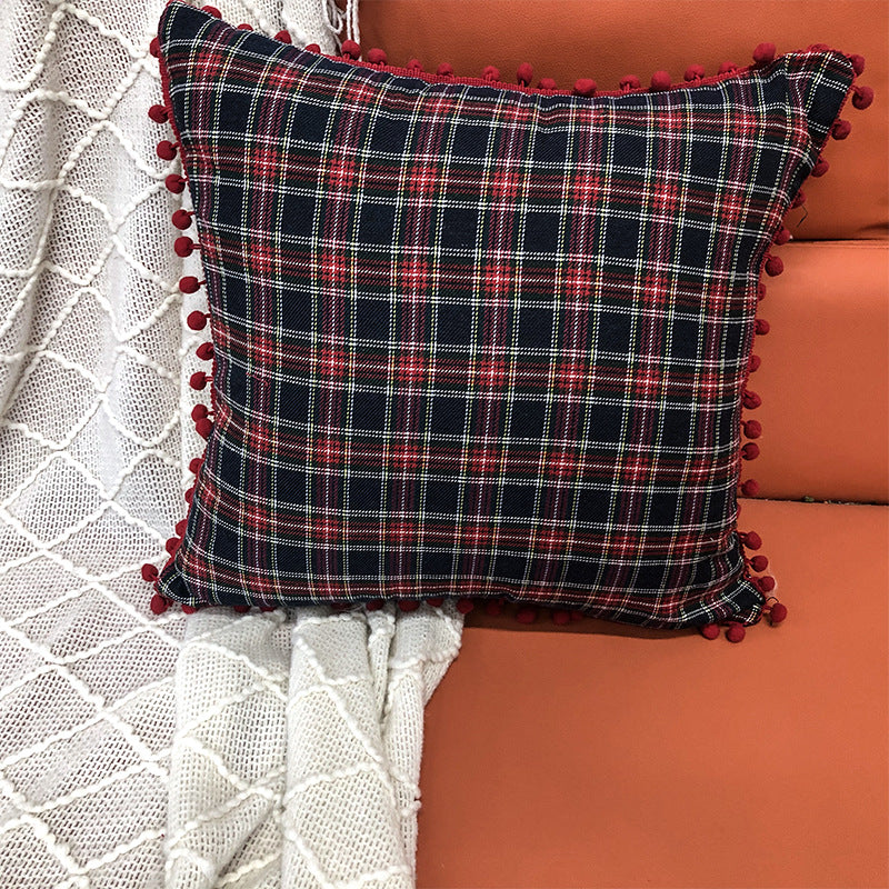 Christmas Pillow Case With Lattice Pattern, Polyester Decorative Cover For Holiday Home Decor