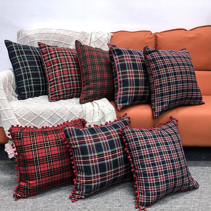 Christmas Pillow Case With Lattice Pattern, Polyester Decorative Cover For Holiday Home Decor