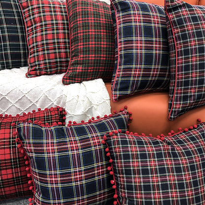 Christmas Pillow Case With Lattice Pattern, Polyester Decorative Cover For Holiday Home Decor