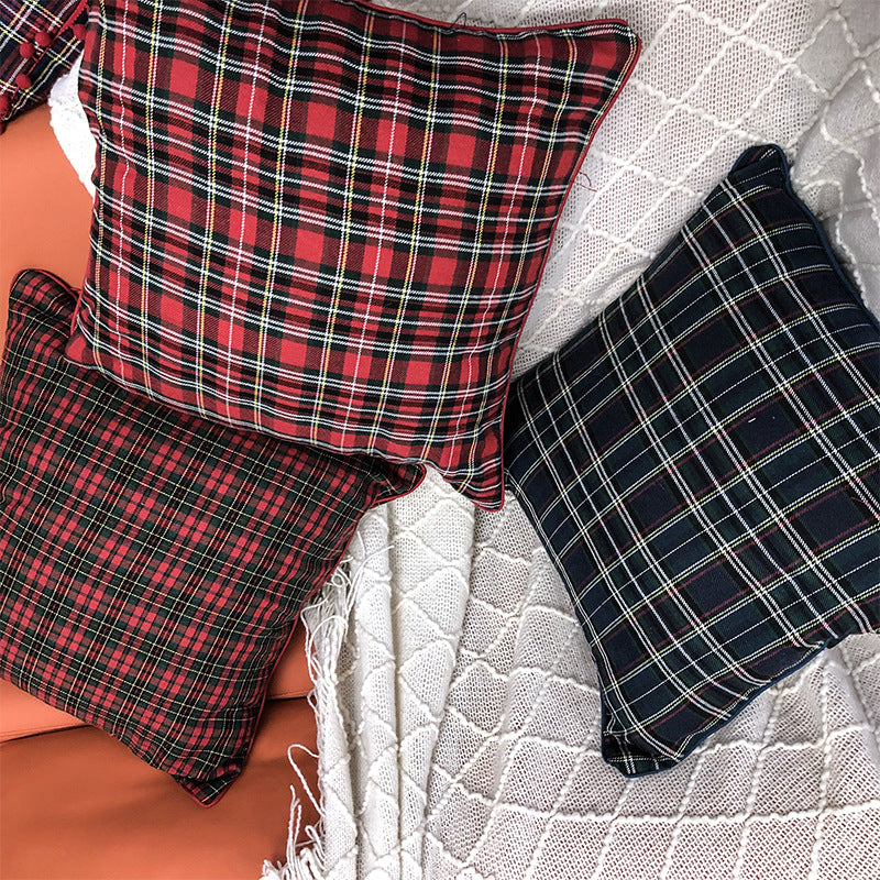 Christmas Pillow Case With Lattice Pattern, Polyester Decorative Cover For Holiday Home Decor