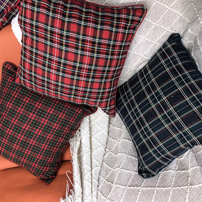 Christmas Pillow Case With Lattice Pattern, Polyester Decorative Cover For Holiday Home Decor