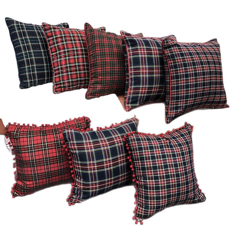 Christmas Pillow Case With Lattice Pattern, Polyester Decorative Cover For Holiday Home Decor
