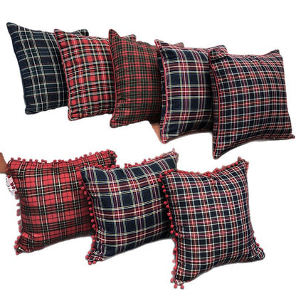 Christmas Pillow Case With Lattice Pattern, Polyester Decorative Cover For Holiday Home Decor