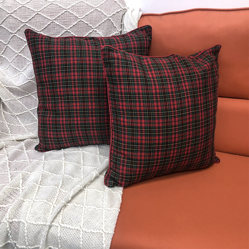 Christmas Pillow Case With Lattice Pattern, Polyester Decorative Cover For Holiday Home Decor