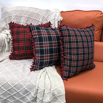 Christmas Pillow Case With Lattice Pattern, Polyester Decorative Cover For Holiday Home Decor
