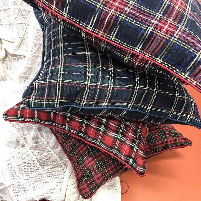 Christmas Pillow Case With Lattice Pattern, Polyester Decorative Cover For Holiday Home Decor