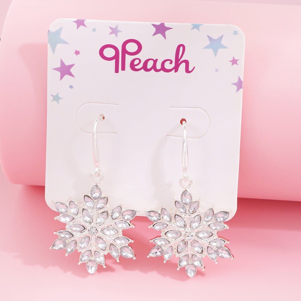 Sweet Snowflake Earrings For Women In Electroplated Alloy With 925 Sterling Silver Ear Pins