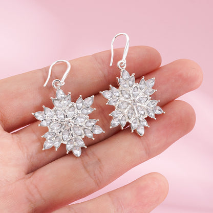 Sweet Snowflake Earrings For Women In Electroplated Alloy With 925 Sterling Silver Ear Pins