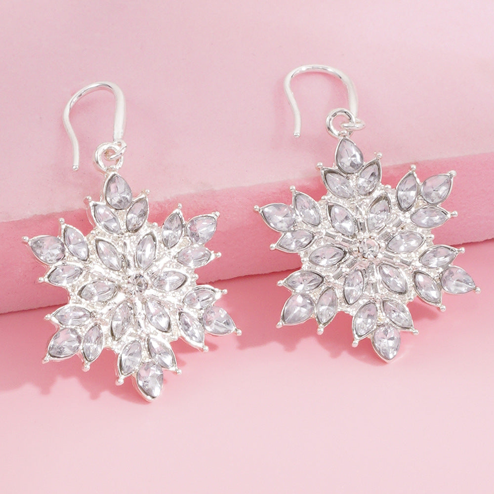 Sweet Snowflake Earrings For Women In Electroplated Alloy With 925 Sterling Silver Ear Pins