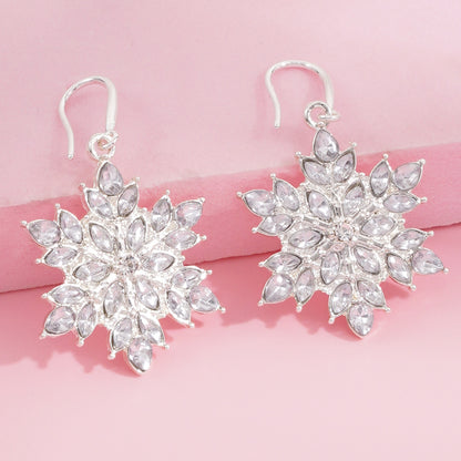 Sweet Snowflake Earrings For Women In Electroplated Alloy With 925 Sterling Silver Ear Pins