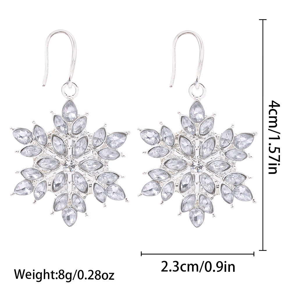 Sweet Snowflake Earrings For Women In Electroplated Alloy With 925 Sterling Silver Ear Pins