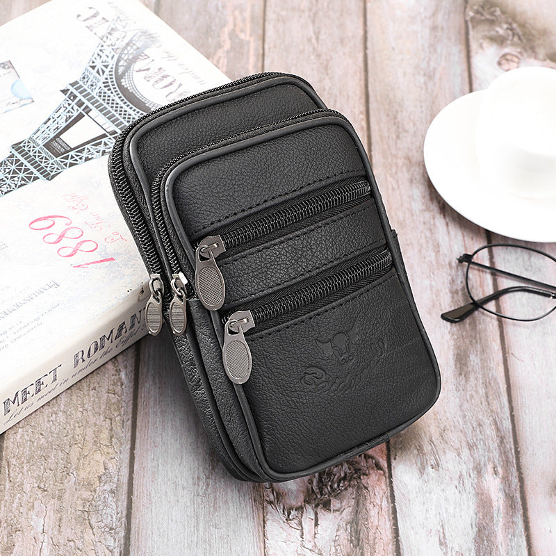 Men's Solid Color PU Leather Phone Wallet In Bucket Shape For Stylish Everyday Use