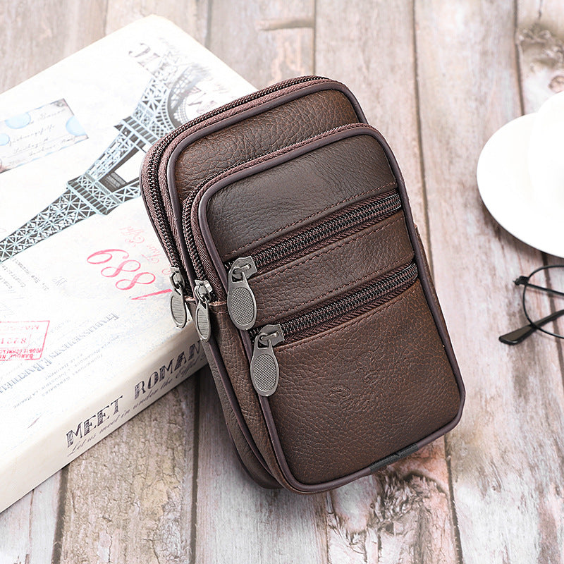 Men's Solid Color PU Leather Phone Wallet In Bucket Shape For Stylish Everyday Use