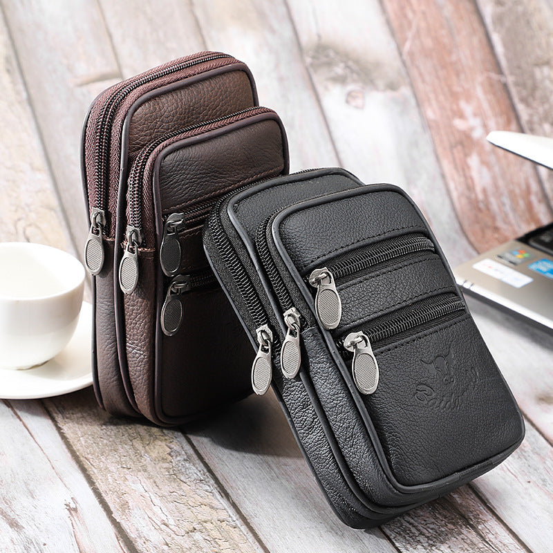 Men's Solid Color PU Leather Phone Wallet In Bucket Shape For Stylish Everyday Use