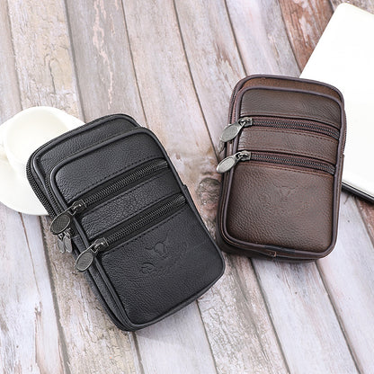 Men's Solid Color PU Leather Phone Wallet In Bucket Shape For Stylish Everyday Use
