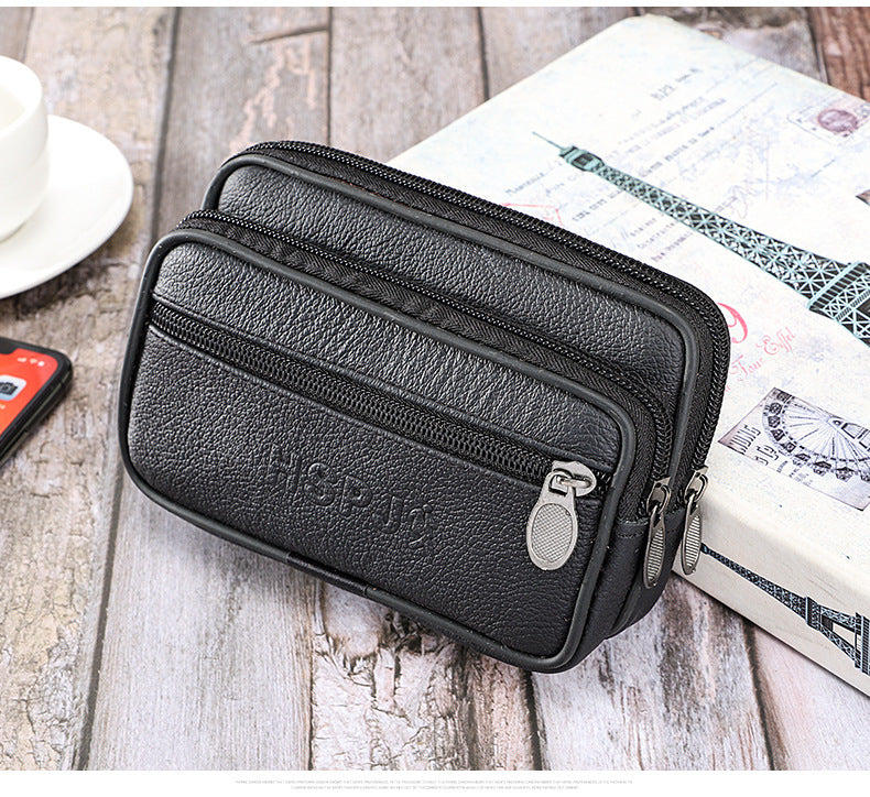 Men's Solid Color PU Leather Phone Wallet In Bucket Shape For Stylish Everyday Use