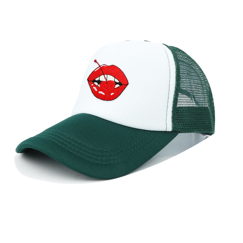 Unisex Casual Breathable Lips Baseball Cap With Wide Brim, Made Of Polyester For Adults