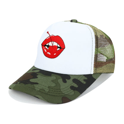 Unisex Casual Breathable Lips Baseball Cap With Wide Brim, Made Of Polyester For Adults