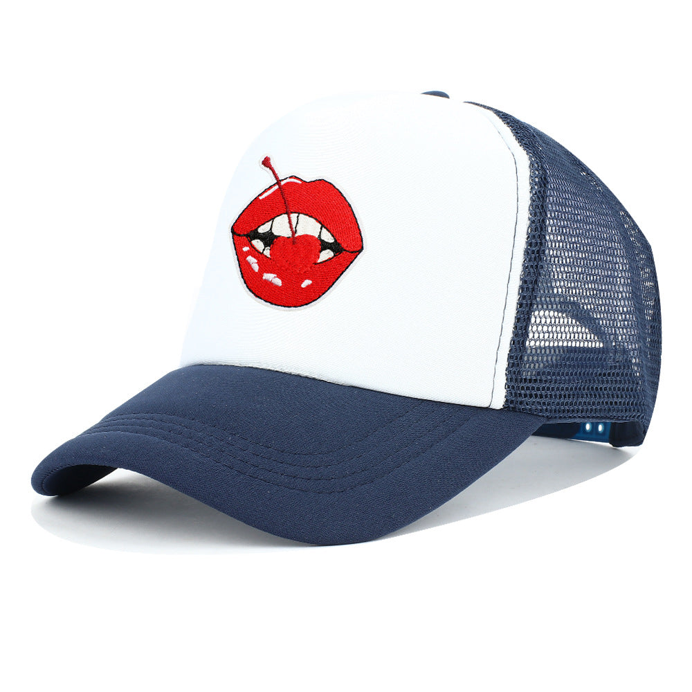 Unisex Casual Breathable Lips Baseball Cap With Wide Brim, Made Of Polyester For Adults