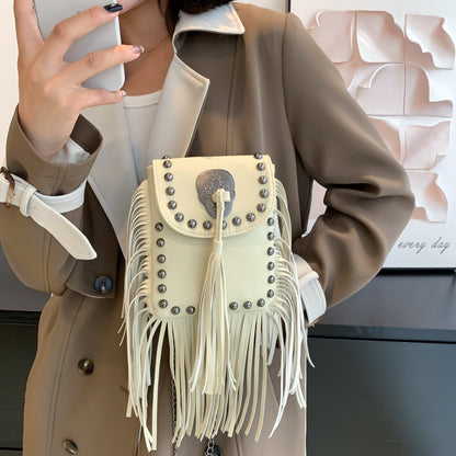 Women’s Square Shoulder Bag With Rivet Detail, Single Shoulder Strap, Perfect For Summer